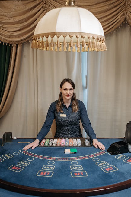 Elegant poker tournament with professional gaming tables
