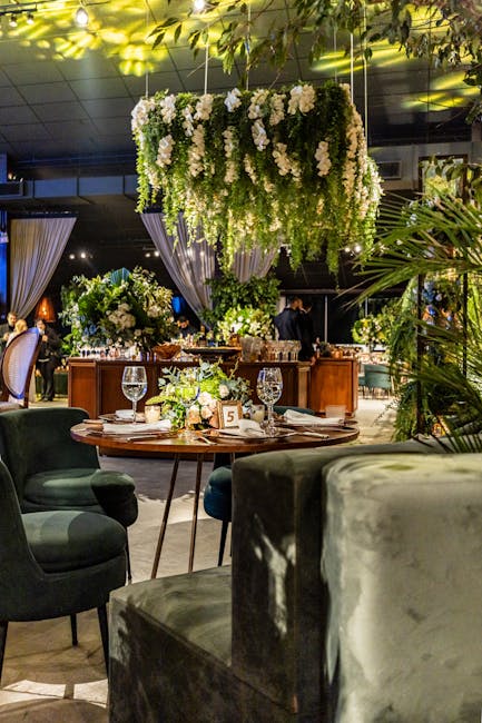 Glamorous night event with festive lighting
